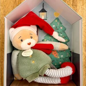 Doudou et Compagnie Festive Elf Bear Plush Toy with Red Hat